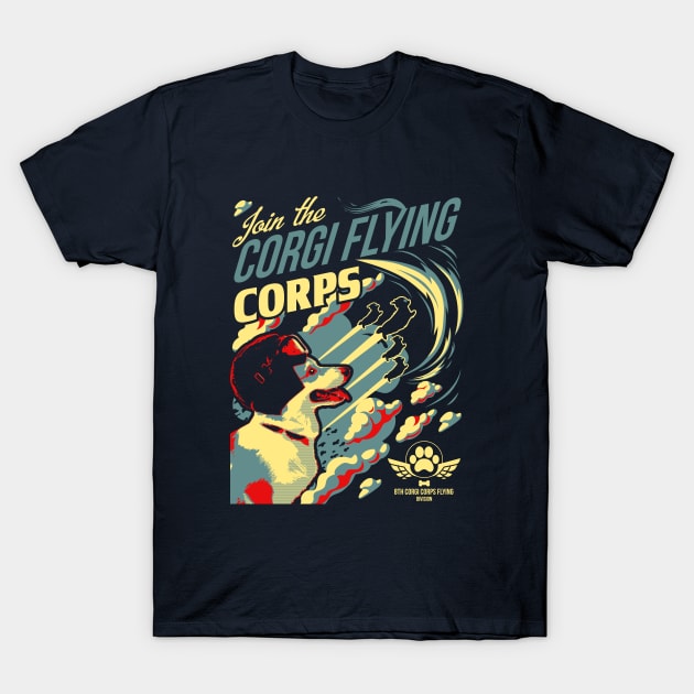 Join The Corgi Flying Corps T-Shirt by artlahdesigns